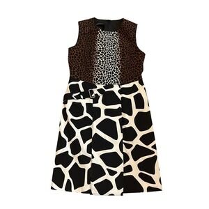 CARLISLE SLEEVELESS ANIMAL GIRAFFE LEOPARD PRINT A LINE STYLE DRESS Sz 6 SHEATH